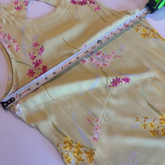 VINTAGE BARBARA LESSER 90s Y2K Sleeveless Rayon Green Floral Dress Made in USA M - Picture 7 of 12